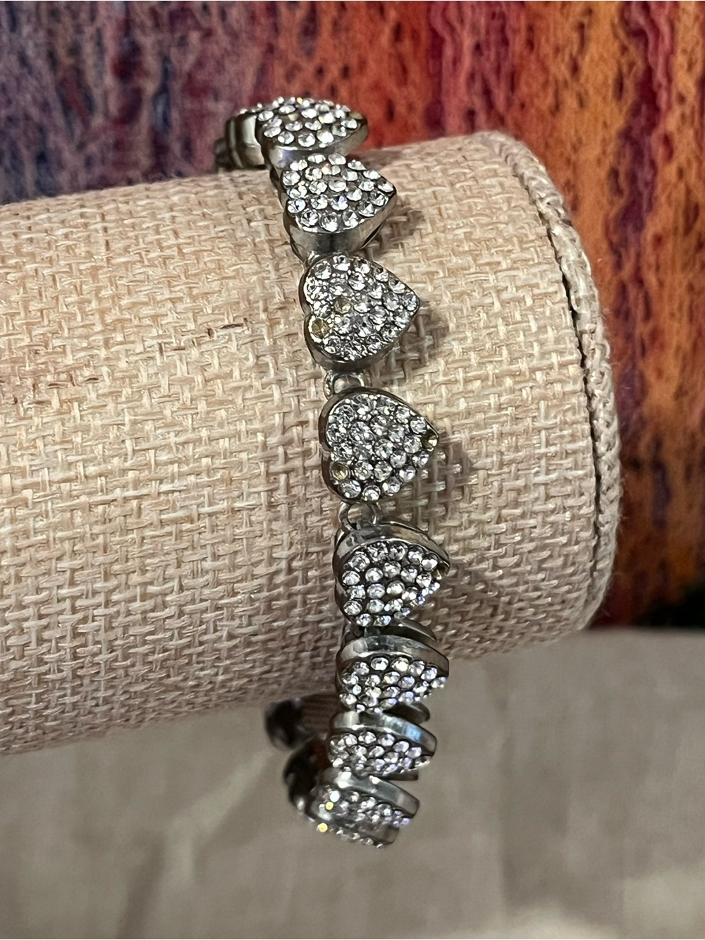 Crystal Heart Bracelet - Silver Tone